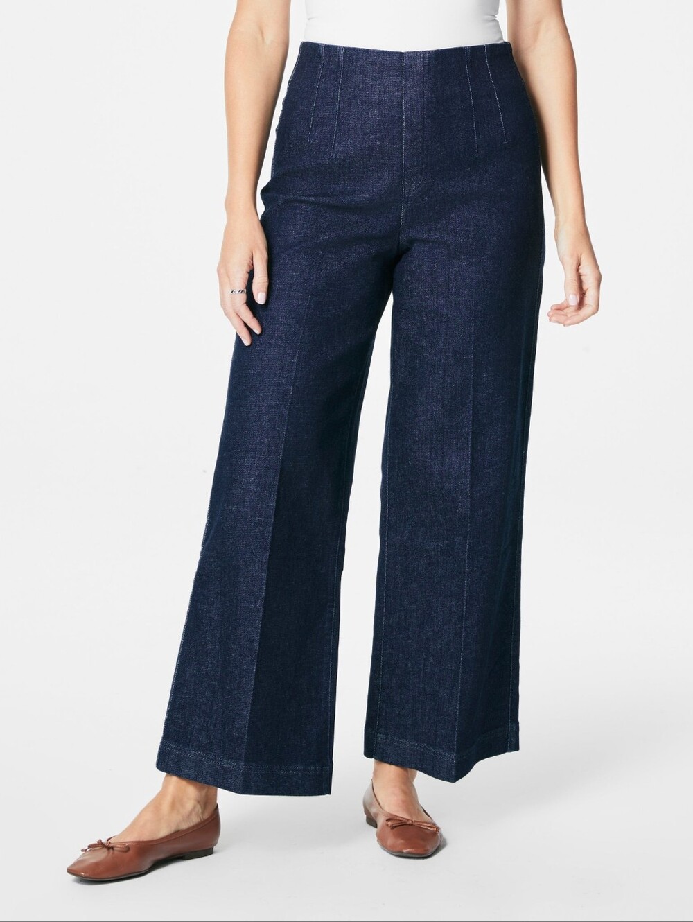 Spanxshape Everywear Zero Waistband Cropped Wide Leg Jeans by Spanx Size 2X Tall